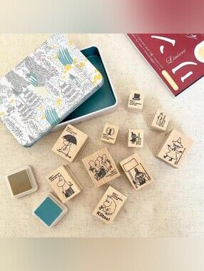 Moomin Wooden Stamp Set 10pc Set - Moomin Characters, New Without Tag